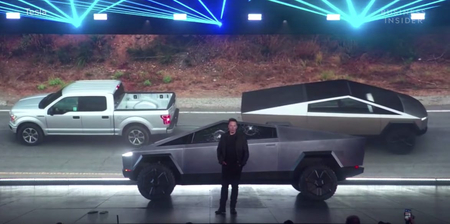 Elon Musk unveils the Tesla Cybertruck near Los Angeles, California. Nov. 22, 2019. Screenshot from Tesla