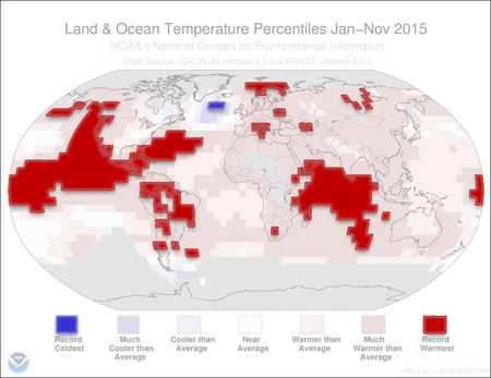 Record hot vs record cold regions 2015